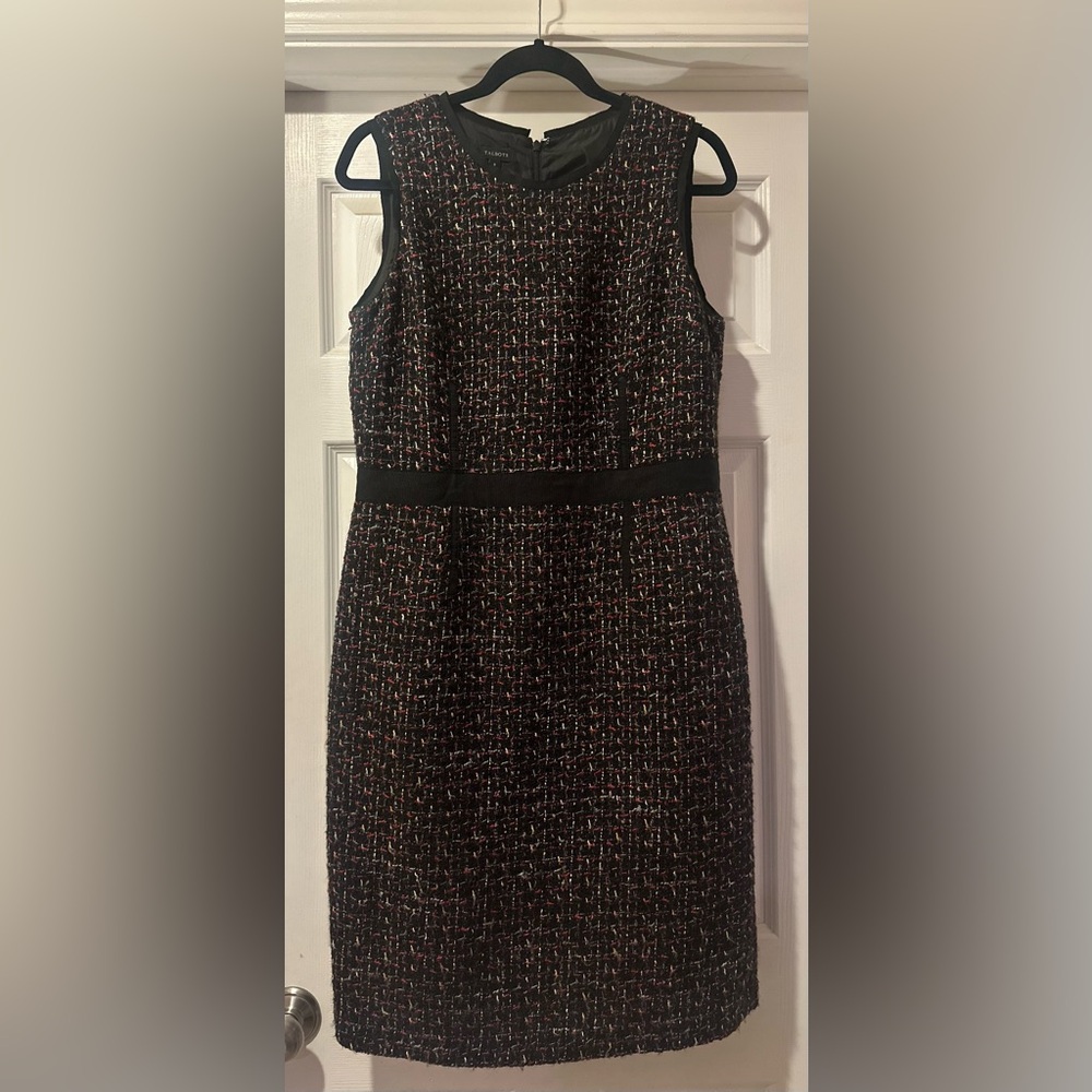 NWOT Women’s Talbots Black‎ Red Tweed Wool Blend Holiday Business Career Dress 8